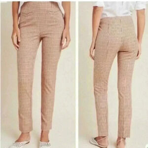 Anthropologie the Essential Slim Pink and Tan Slacks size 6